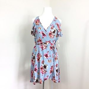 Hummingbird Blue Floral Wrap Dress